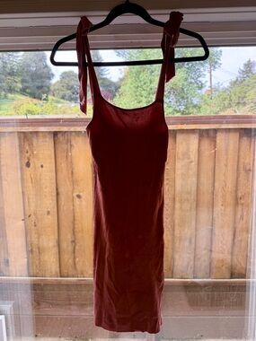 Urban Outfitters Rust Tie-Shoulder Midi Dress